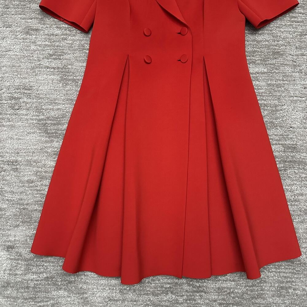 Badgley Mischka Dress Womens 16 Red Fit & Flare Jacket Pleated Short Sleeve - Picture 3 of 13